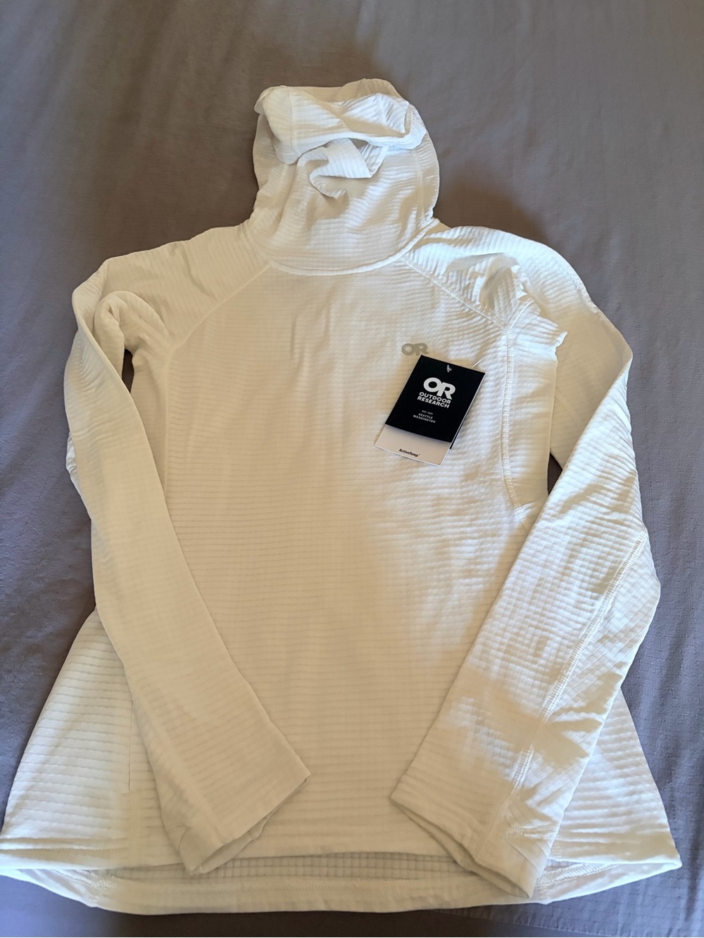 Outdoor Research White Women's Hooded Thermal Long Sleeve Top